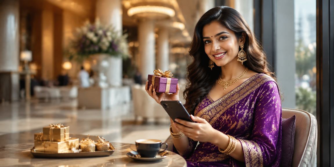Indian woman betting on cricket using smartphone